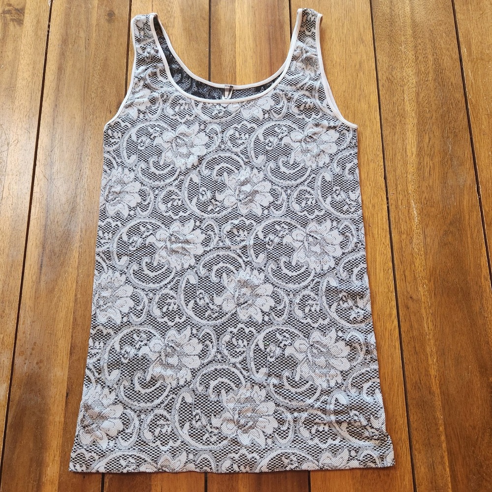Haze Lace Bra Friendly Overlay Tank Top Women's Black White Sleeveless Sheer